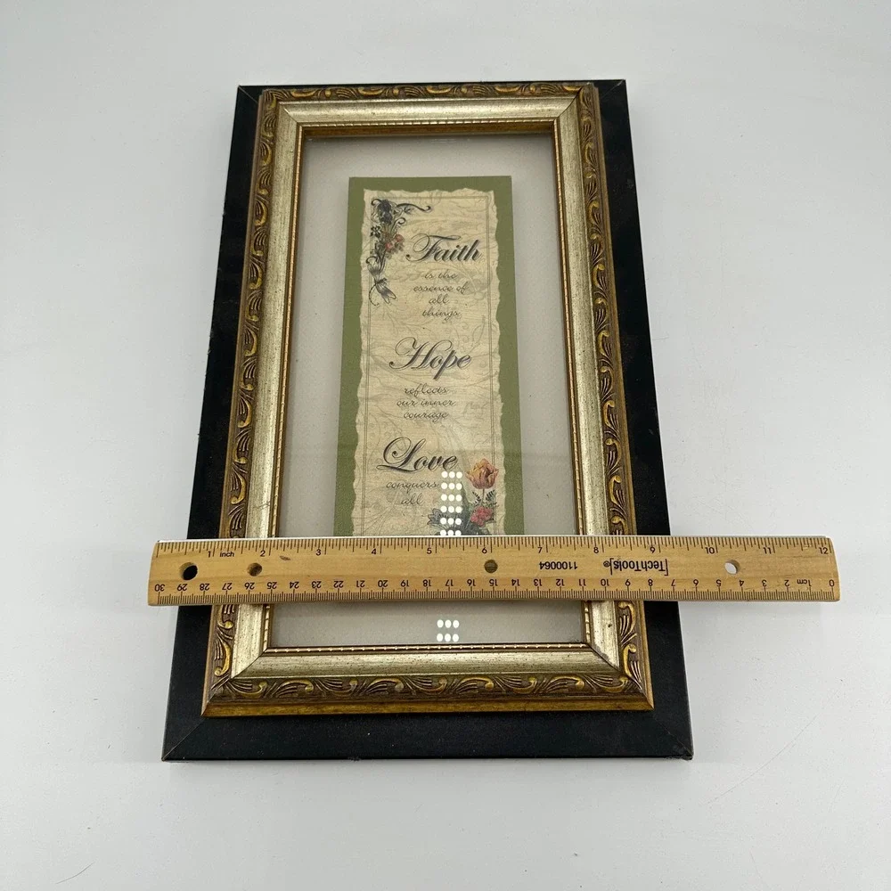 Faith Hope Love Framed Wall Art Gold and Black Ornate Tiered Frame Made in USA